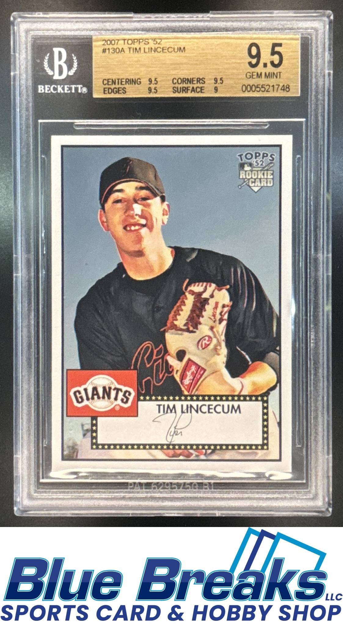 2007 Topps Rookie 1952 Edition Tim Lincecum #130 RC BGS 9.5 Giants