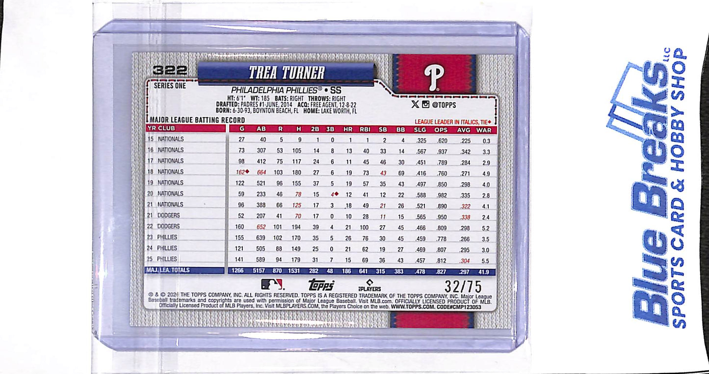2026 Topps - Series 1 - black - Trea Turner - 32/75 - #322 - baseball - Phillies