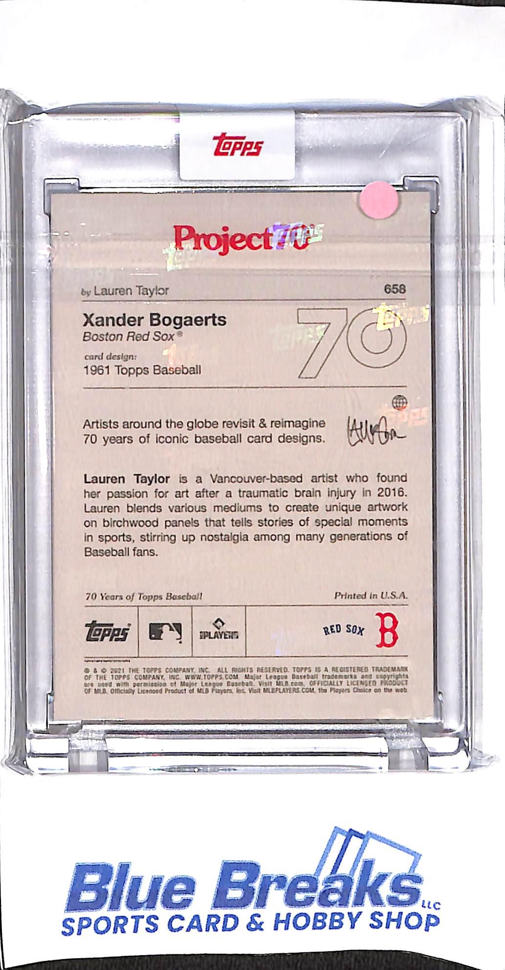 2021 Topps - Project 70 - 1961 Design - Xander Bogaerts - Lauren Taylor - #658 - baseball - Red Sox