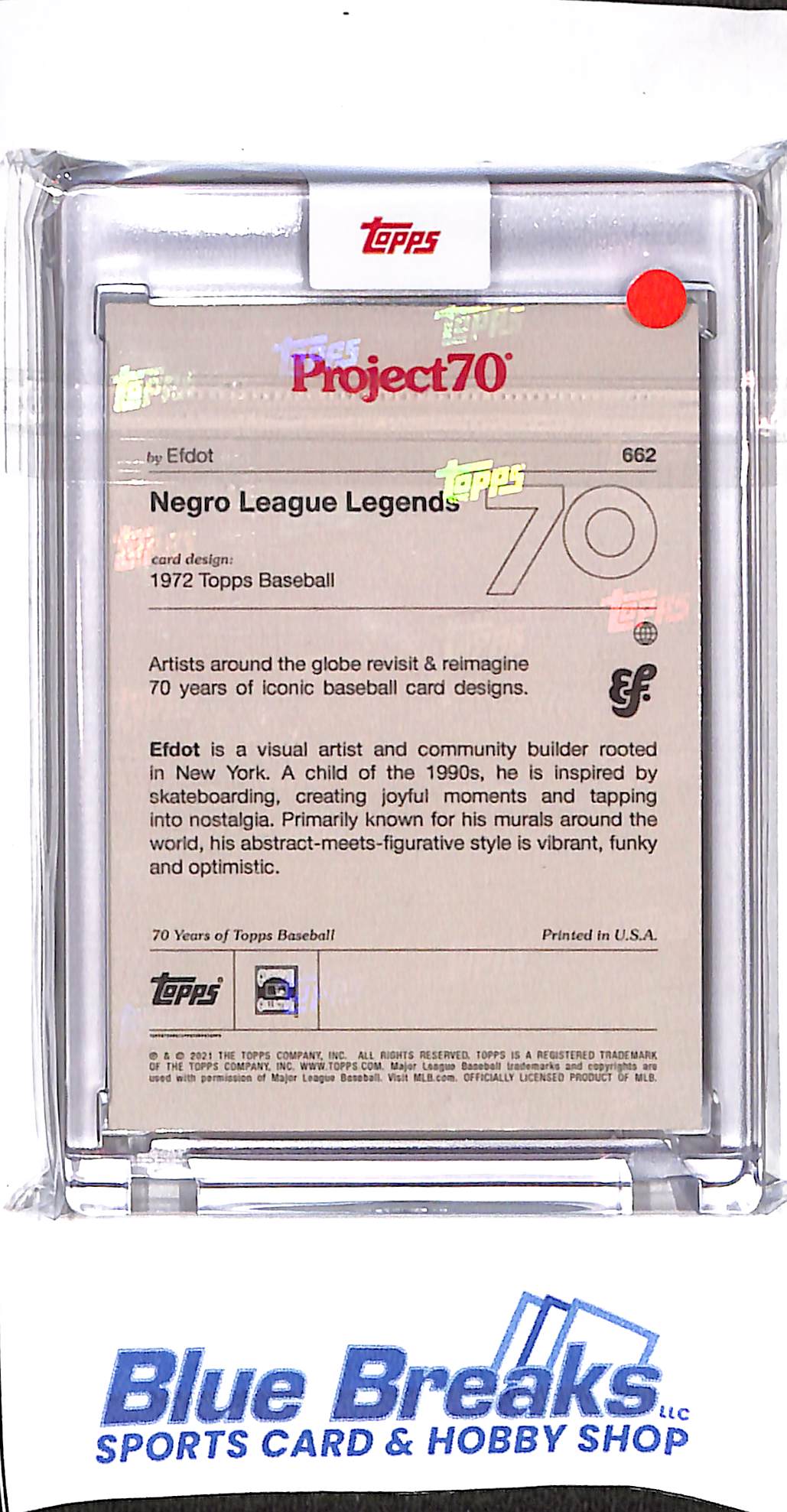 2021 Topps - Project 70 - 1972 Topps - Negro League Legends - Efdot - #662 - baseball