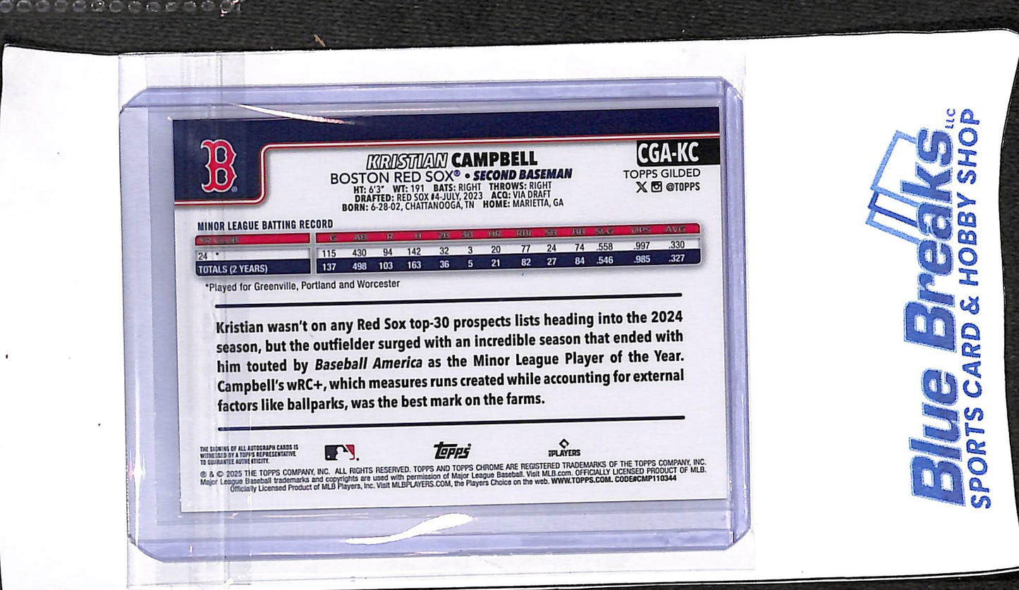 2025 Topps Chrome Gilded - yellow/gold - Kristian Campbell - auto - 48/75 - RC - #CGA-KC - baseball - Red Sox