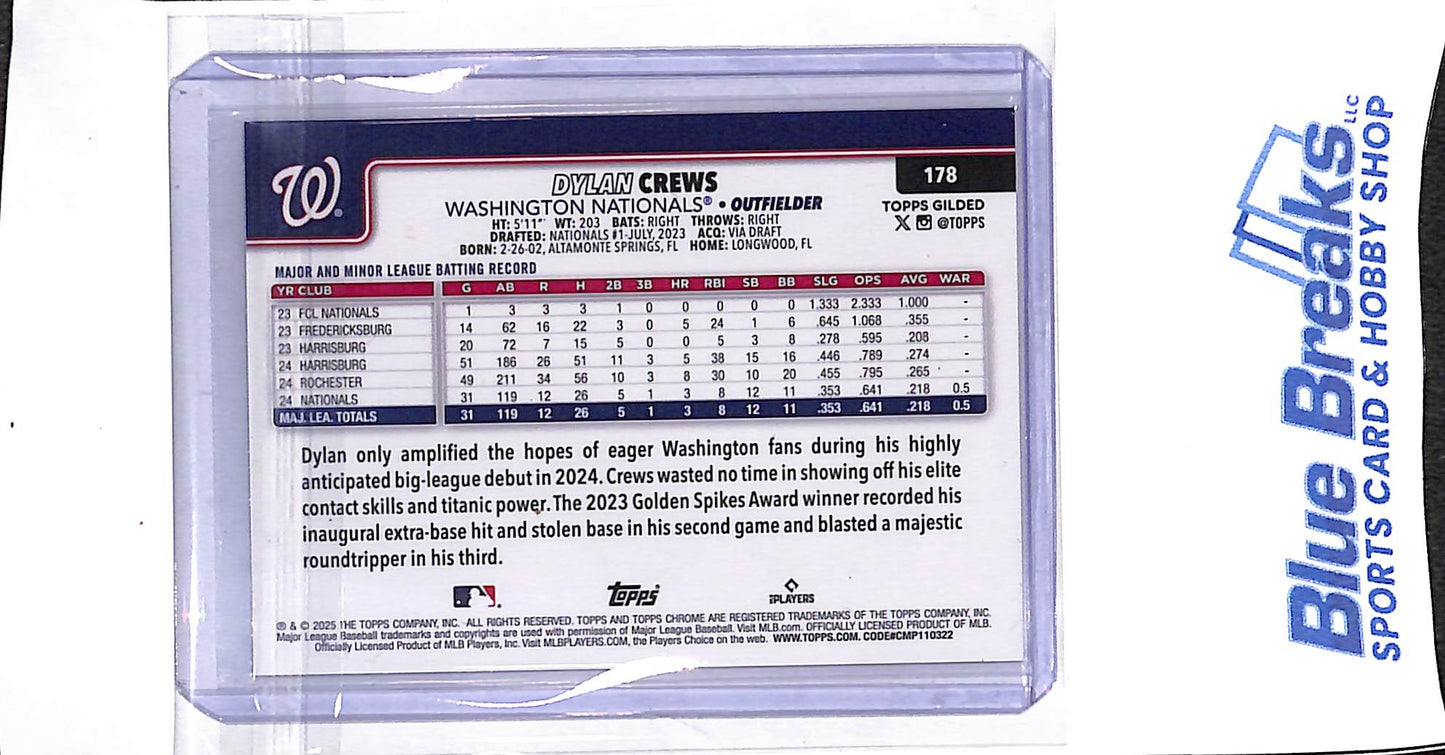 2025 Topps Chrome Gilded - gold mini diamond - Dylan Crews - 46/50 - RC - #178 - baseball - Nationals
