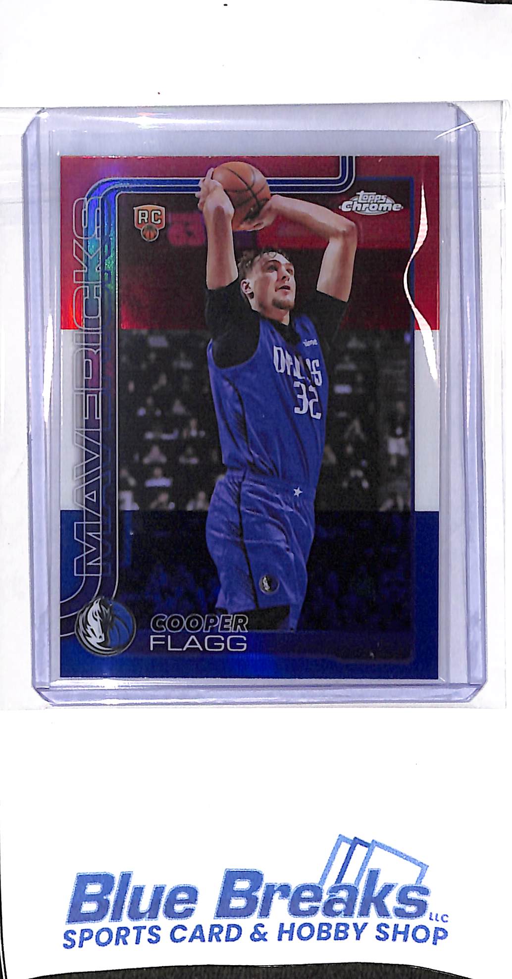 2025 Topps Chrome - red white & blue - Cooper Flagg - RC - #251 - basketball - Mavericks