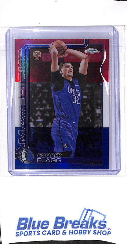 2025 Topps Chrome - red white & blue - Cooper Flagg - RC - #251 - basketball - Mavericks