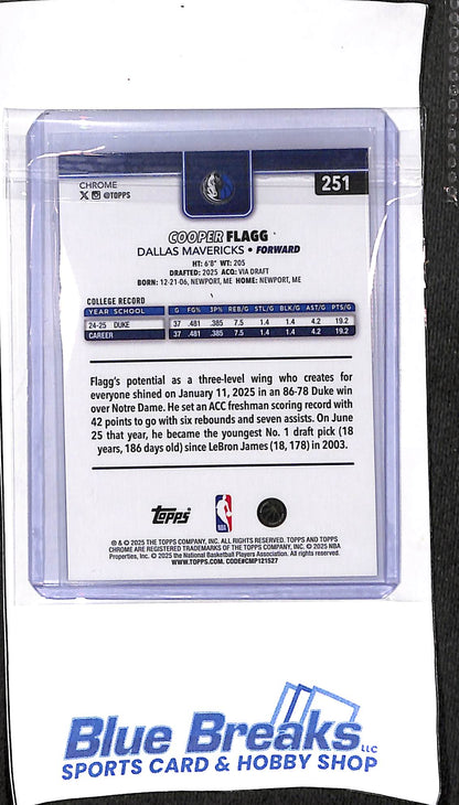 2025 Topps Chrome - red white & blue - Cooper Flagg - RC - #251 - basketball - Mavericks