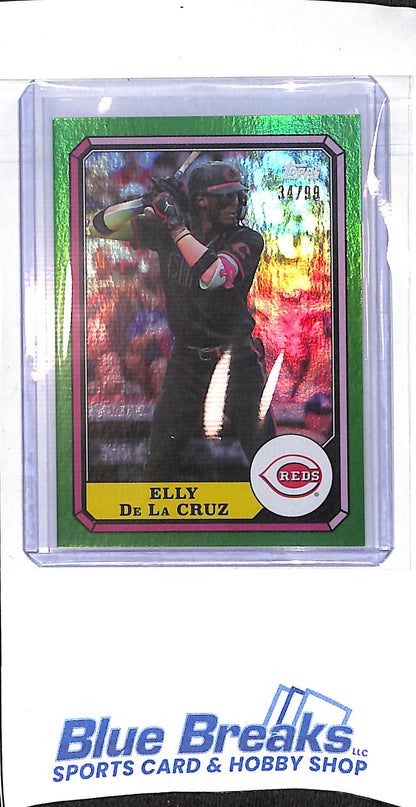 2025 Topps - Archives - green - Boardwalk and Baseball - Elly De La Cruz - 34/99 - #87BB-15 - baseball - Reds