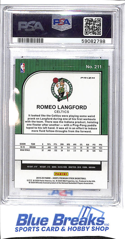 2019 Hoops - Premium Stock - Flash - Romeo Langford - RC - #211 - PSA 10 - basketball - Celtics
