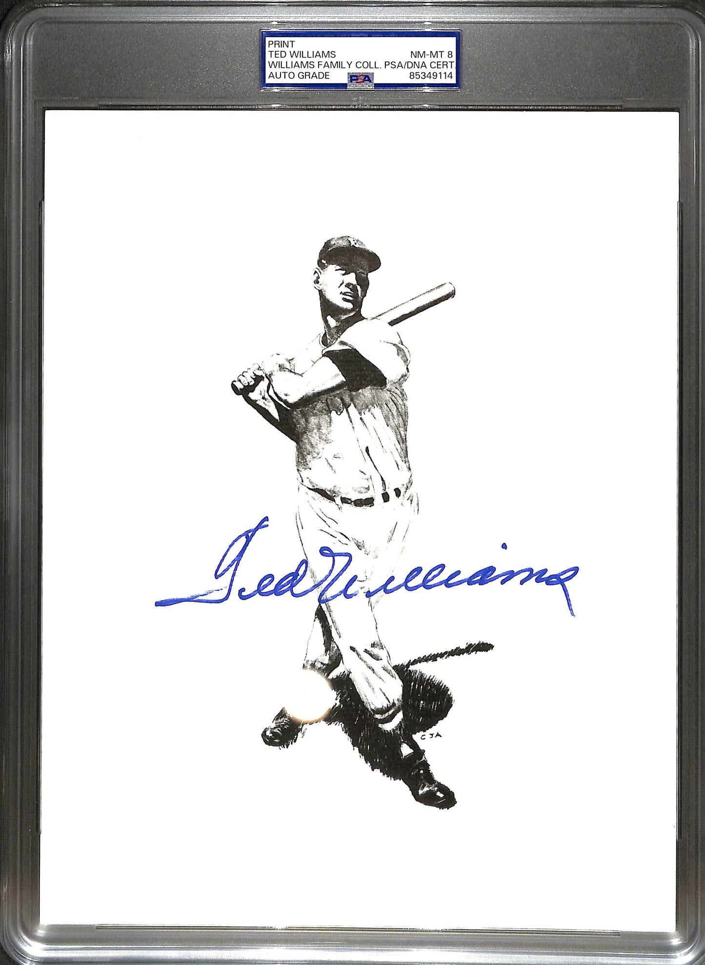 Ted Williams - print - Williams Family Collection - PSA/DNA cert - auto grade 8 - baseball - Red Sox