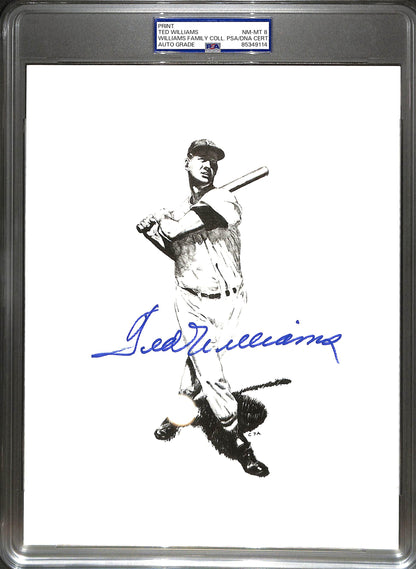 Ted Williams - print - Williams Family Collection - PSA/DNA cert - auto grade 8 - baseball - Red Sox