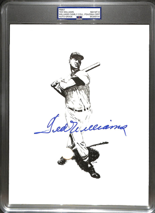 Ted Williams - print - Williams Family Collection - PSA/DNA cert - auto grade 8 - baseball - Red Sox