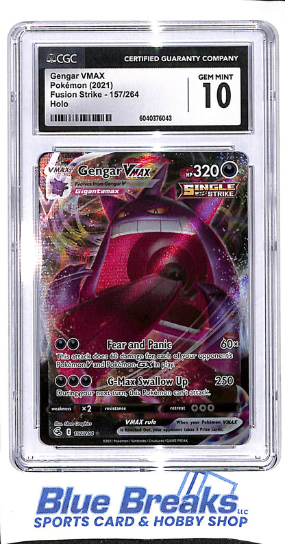 2021 Pokémon - Fusion Strike - Gengar Vmax Holo - #157/264 - CGC 10