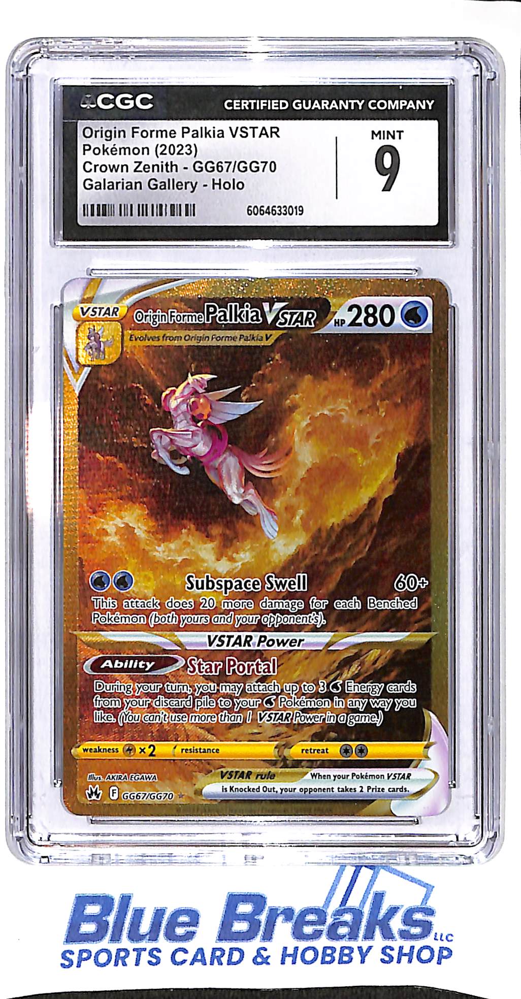 2023 Pokémon - Crown Zenith - Origin Forme Palkia Vstar - Galarian Gallery - Holo - #GG67/GG70 - CGC 9