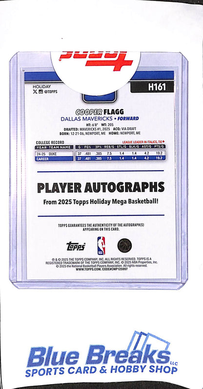 2025 Topps - Holiday - Cooper Flagg - auto - RC - #H161 - basketball - Mavericks