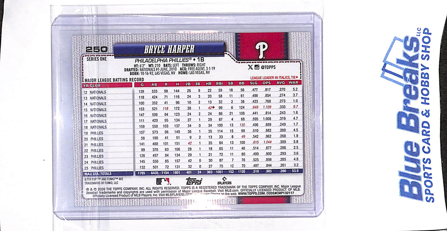 2026 Topps - Series One - Bryce Harper - Funko - #250 - baseball - Phillies