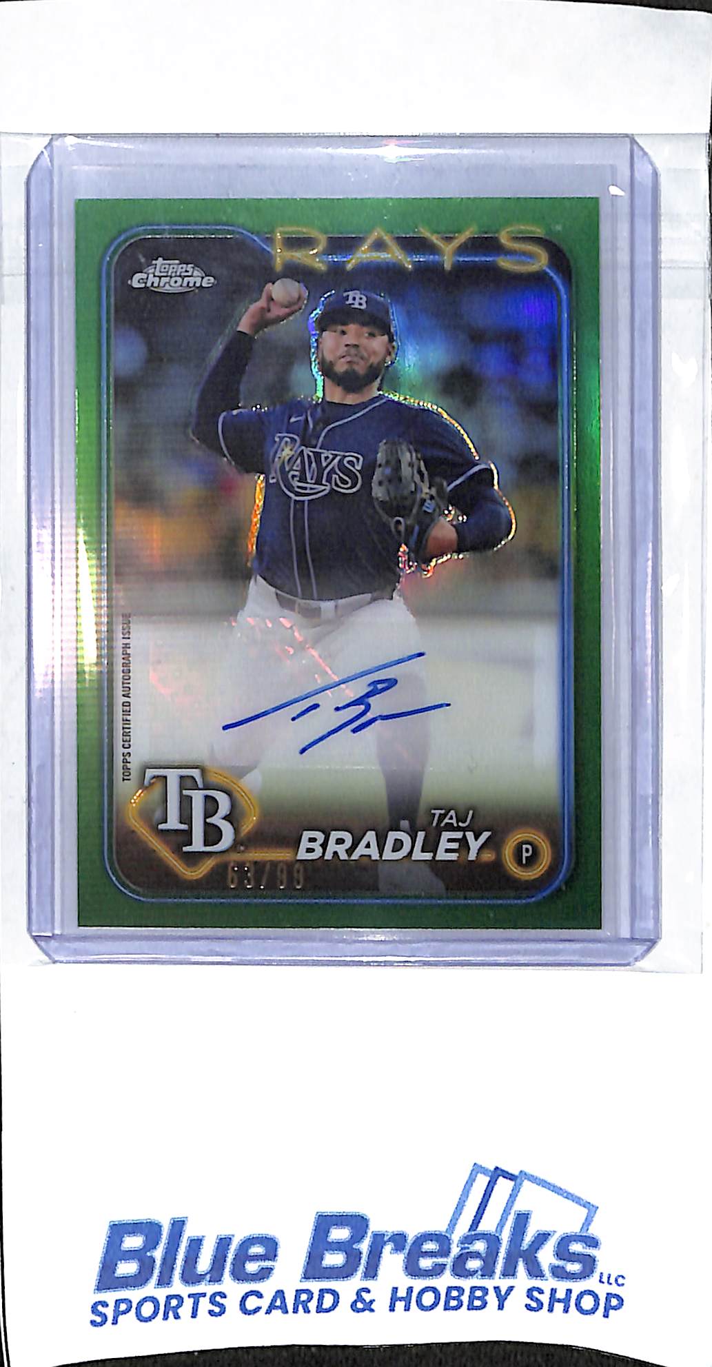 2003 Topps Chrome - green - Taj Bradley - auto - 63/99 - #AC-TBY - baseball - Rays - drop