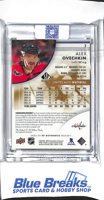 2023-24 SP Authentic - Alex Ovechkin - Limited Auto Material - 9/10 - hockey - Washington Capitals