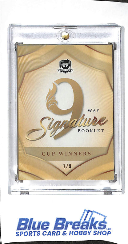 2023-24 - Upper Deck - The Cup - 9 Way Signature Booklet Cup Winners - hockey - Kucherov - Orr - Chara - Chelios - Robinson - MacInnis - Makar - Letang - Leetch - Hockey
