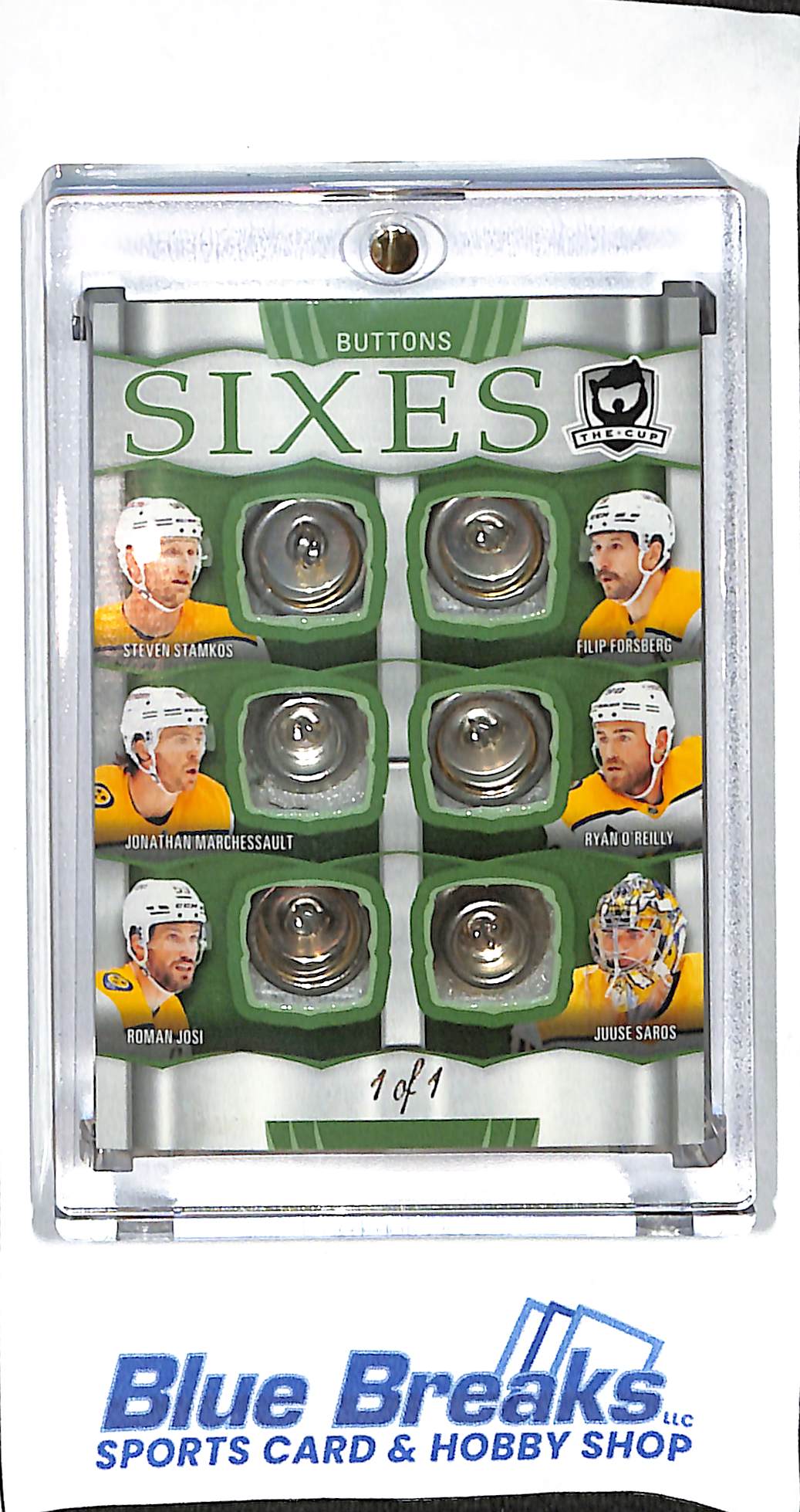 2024-25 Upper Deck The Cup - Sixes - Buttons - Stamkos - Forsberg - Marchessault - O'Reilly - Josh - Saros - Nashville Predators - 1/1 - Hockey