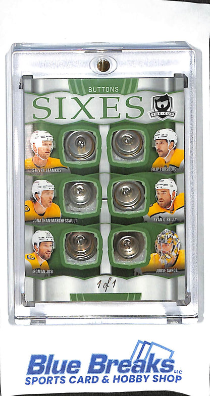 2024-25 Upper Deck The Cup - Sixes - Buttons - Stamkos - Forsberg - Marchessault - O'Reilly - Josh - Saros - Nashville Predators - 1/1 - Hockey