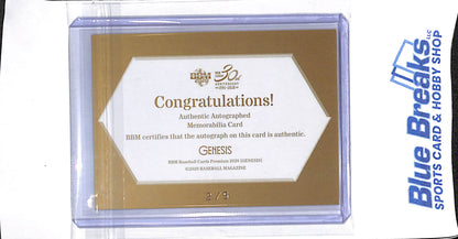 2020 BBM - Genesis - 30th Anniversary - Munetaka Murakami - authentic autographed memorabilia card - home jersey - 2/5 - baseball - Tokyo Yakult Swallows - White Sox
