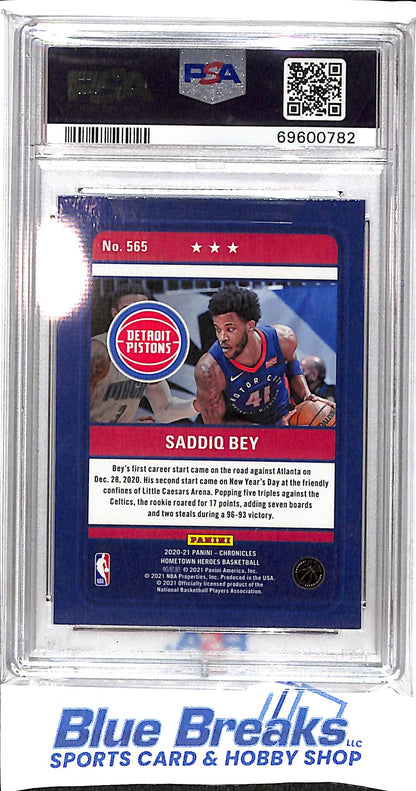 2020 Panini - Chronicles - Hometown Heroes - Saddiq Bey - RC - #565 - PSA 10 - basketball - Pistons