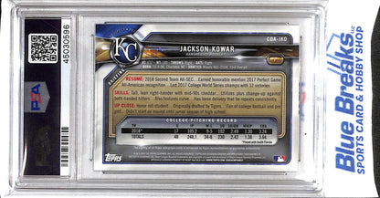 2018 Bowman Chrome - Draft Picks - 1st Bowman - black refractor - Jackson Kower - auto - 51/75 - #CDA-JKO - PSA 10 / auto 10 - baseball - Royals