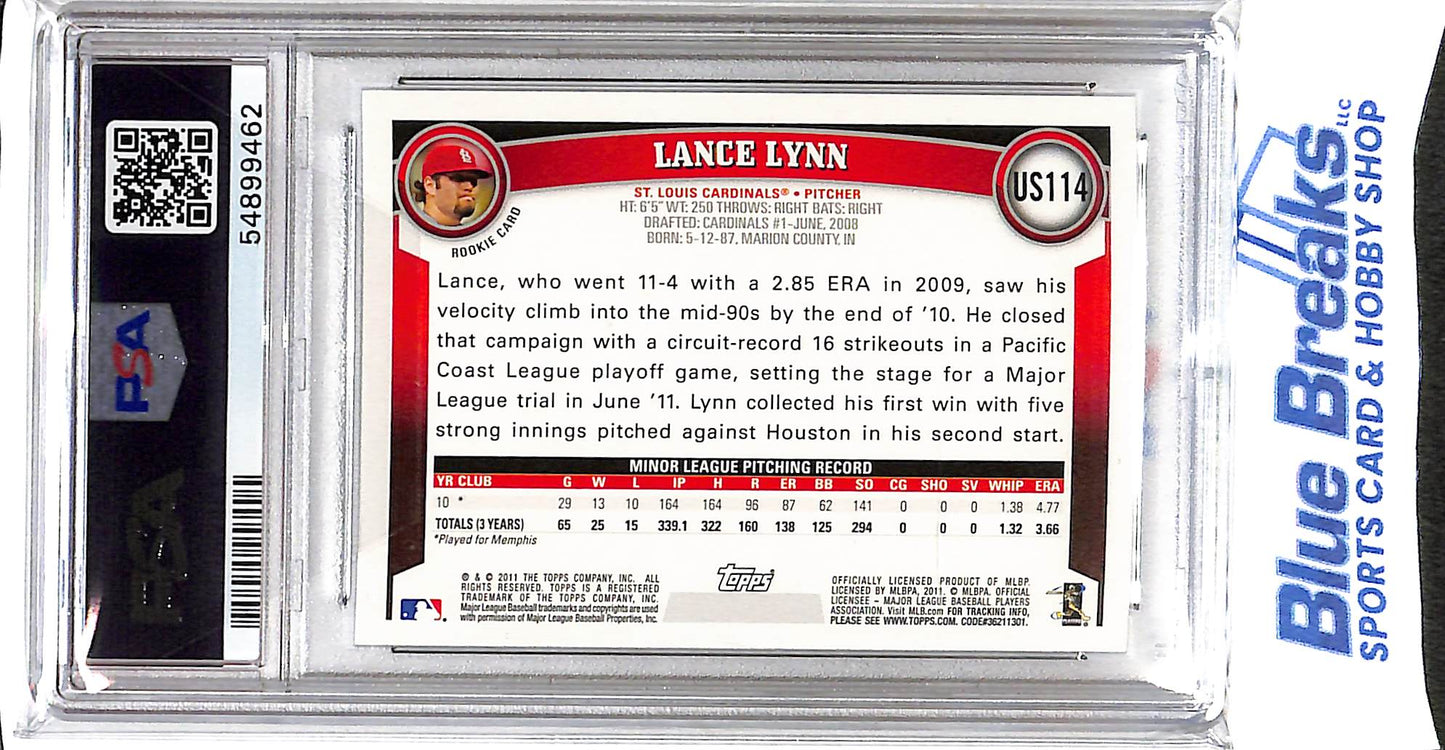 2011 Topps Update - Diamond Anniversary - Lance Lynn - RC - #US114 - PSA 9 - baseball - Cardinals