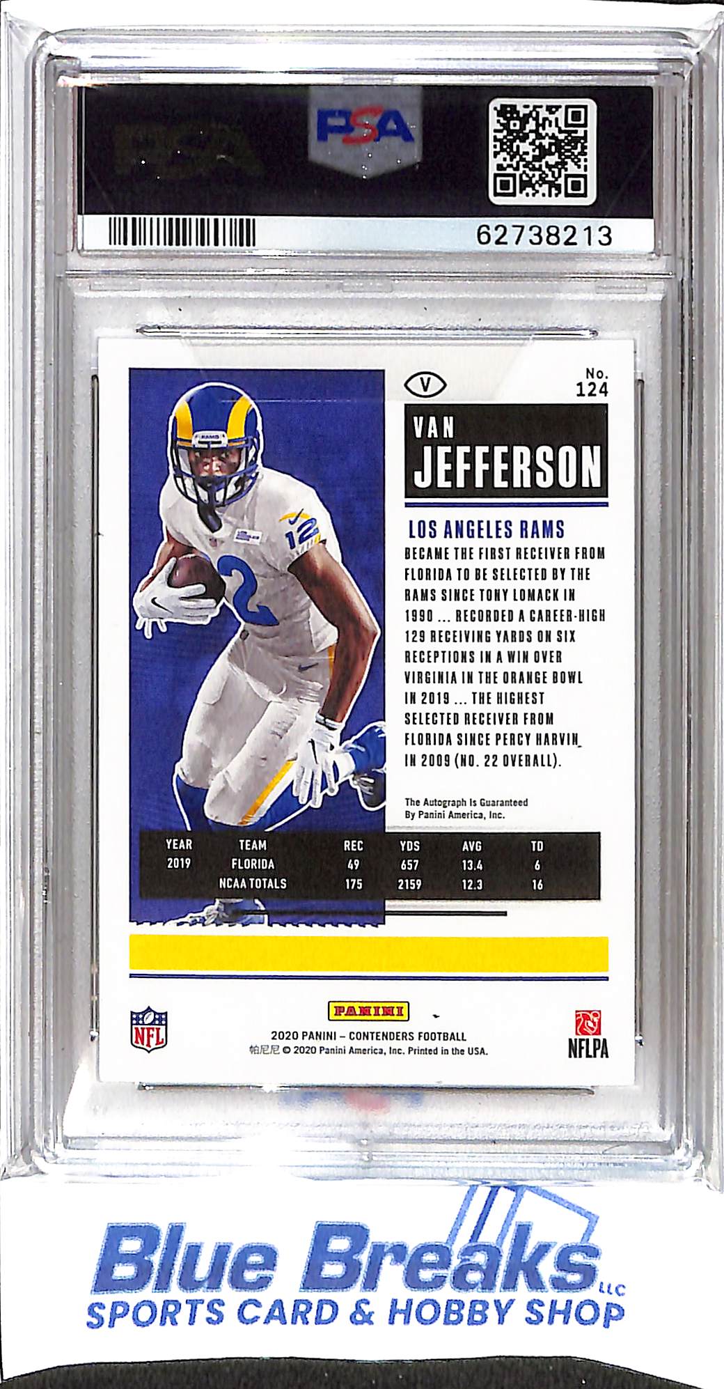 2020 Panini Playoff - Contenders - Rookie Ticket - Preview Autographs - Van Jefferson - 02/23 - #124 - PSA 10 / auto 9 - football - Rams