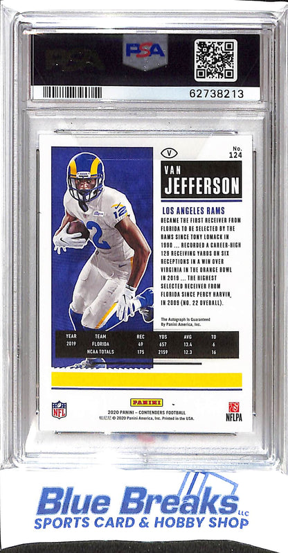 2020 Panini Playoff - Contenders - Rookie Ticket - Preview Autographs - Van Jefferson - 02/23 - #124 - PSA 10 / auto 9 - football - Rams