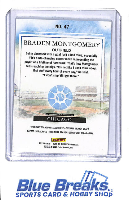 2025 Panini - Boys of Summer - Braden Montgomery - 08/10 - #47 - baseball - White Sox - drop