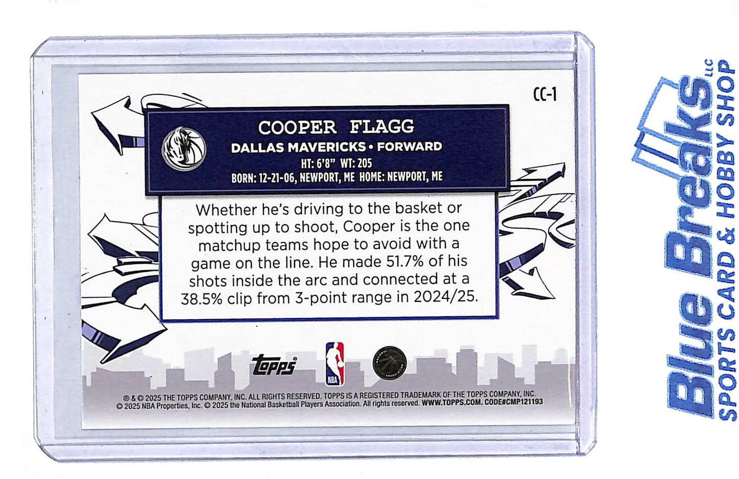 2025 Topps - Clutch City Prospects - Cooper Flagg - RC - #CC1 - basketball - Mavericks - drop