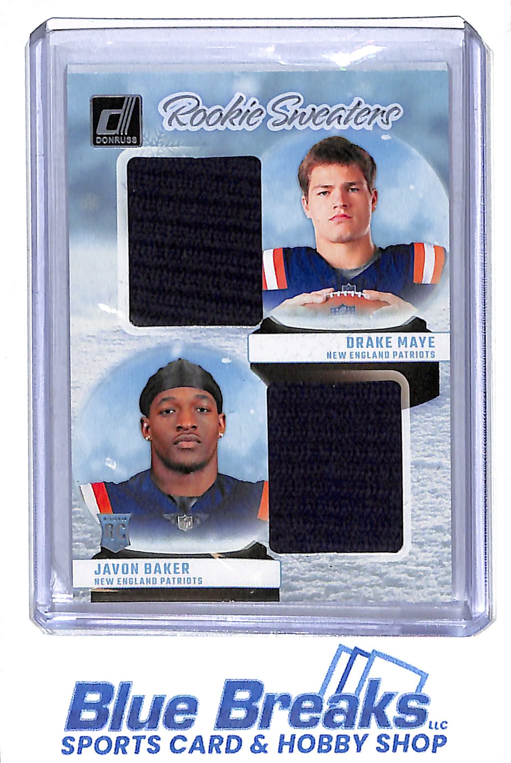 2024 Panini - Donruss - Rookie Sweaters - Drake Maye - Javon Baker - dual relic - RC - #RHD-NE - football - Patriots - drop