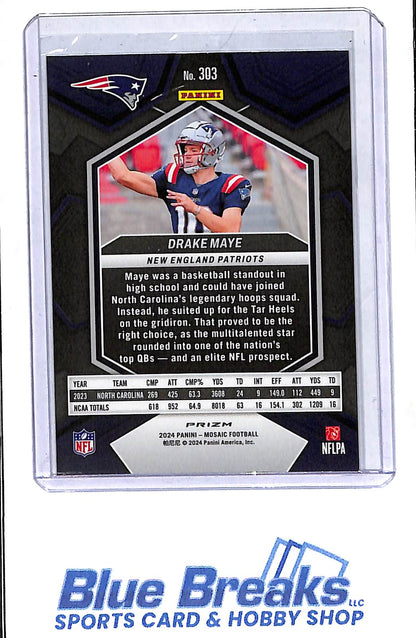 2024 Panini - Mosaic - silver - Drake Maye - RC - #303 - football - Patriots