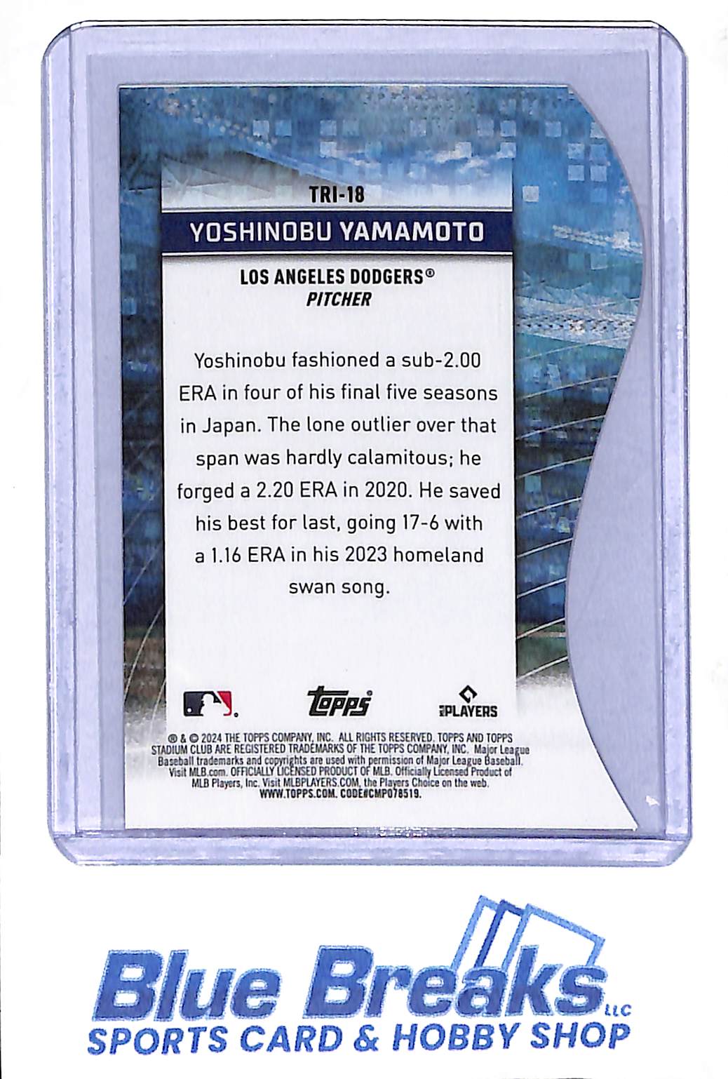 2024 Topps - Stadium Club Chrome -  Triumvirates - Yoshinobu Yamamoto - RC - #TRI-18 - baseball - Dodgers