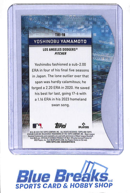 2024 Topps - Stadium Club Chrome -  Triumvirates - Yoshinobu Yamamoto - RC - #TRI-18 - baseball - Dodgers