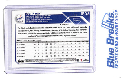 2023 Topps Chrome  - Update - gold mini-diamond refractor - Dustin May - 27/50 - #USC48 - baseball - Dodgers - drop