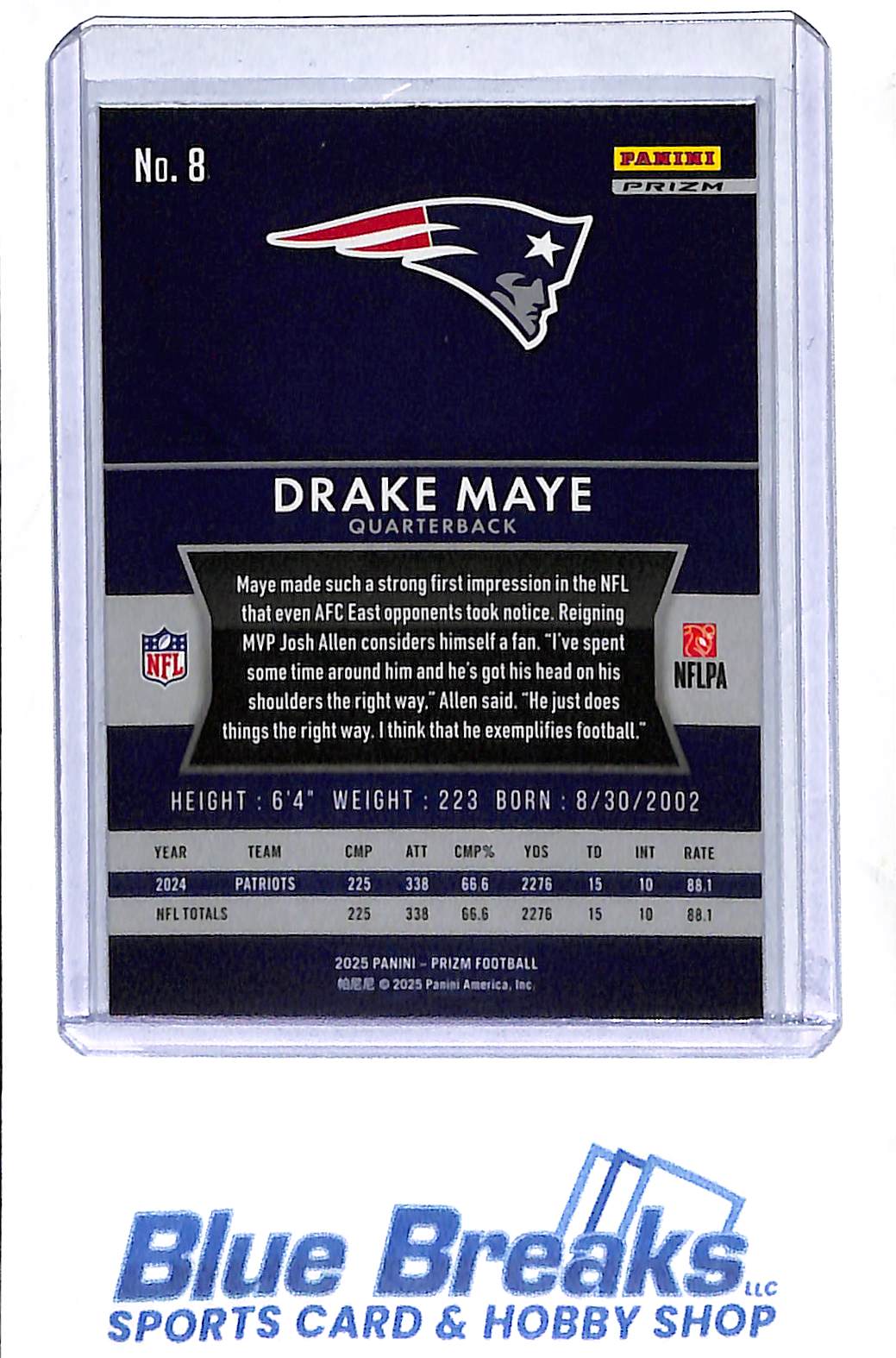 2025 Panini - Prizm - silver - Flashbacks - Drake Maye - #8 - football - Patriots