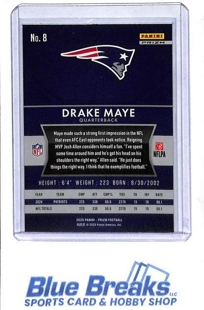 2025 Panini - Prizm - silver - Flashbacks - Drake Maye - #8 - football - Patriots