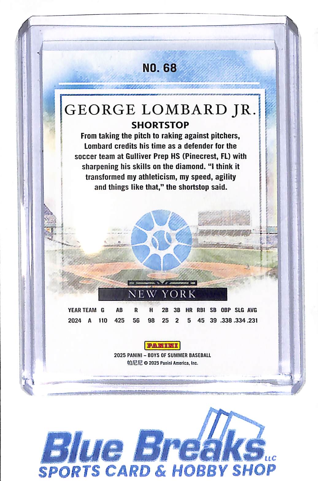 2025 Panini - Boys of Summer - teal - George Lombard Jr - 68/99 - #68 - baseball - Yankees
