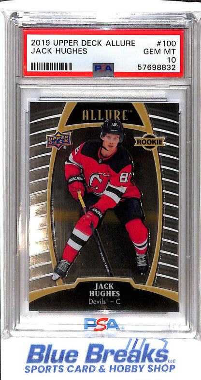 2019 Upper Deck - Allure - Jack Hughes - Rookie - #100 - PSA 10 - hockey - Devils - drop