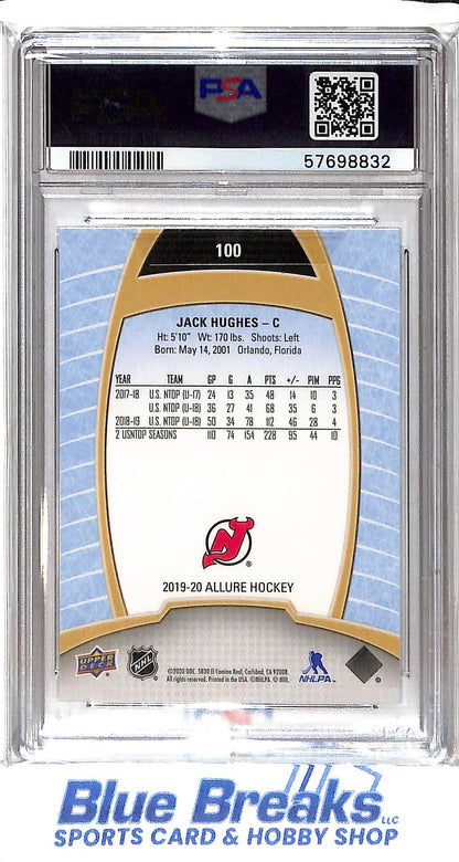 2019 Upper Deck - Allure - Jack Hughes - Rookie - #100 - PSA 10 - hockey - Devils - drop
