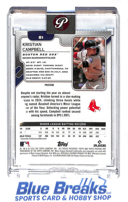 2025 Topps - Pristine - aqua refractor - Kristian Campbell - 104/199 - RC - #81 - baseball - Red Sox
