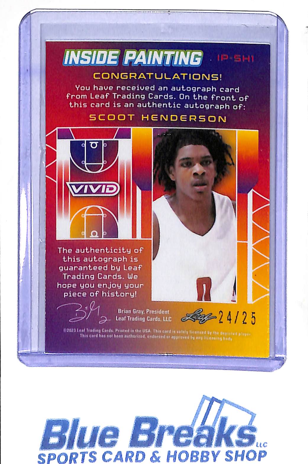2023 Leaf- Vivid - Inside Painting - Scoot Henderson - auto -24/25 -#IP-SHI - basketball - Trailblazers