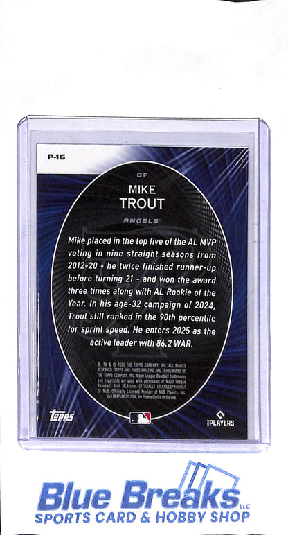 2025 Topps - Pristine - Perseverance - Mike Trout - #P-16 - baseball - Angels