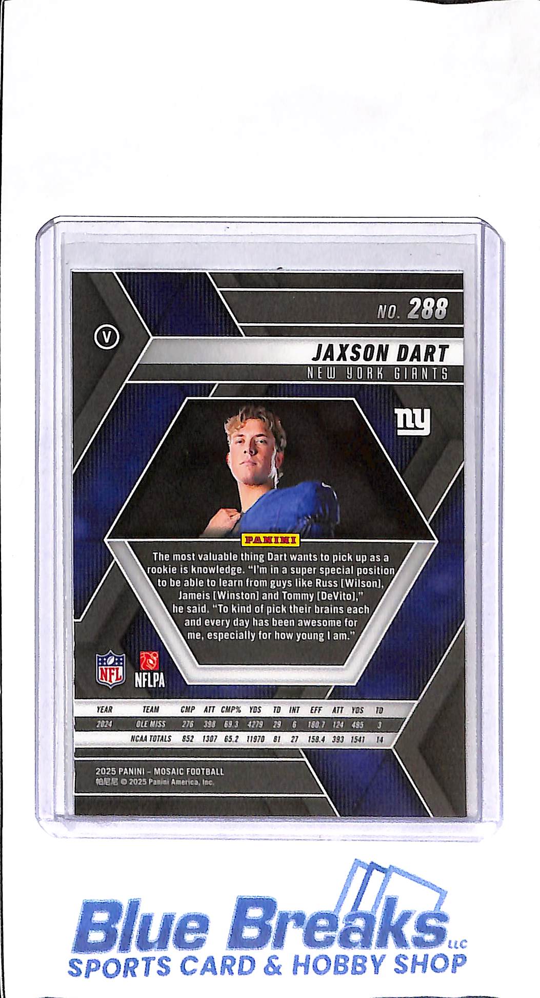2025 Panini - Mosaic - Jaxson Dart - RC - #288 - football - Giants