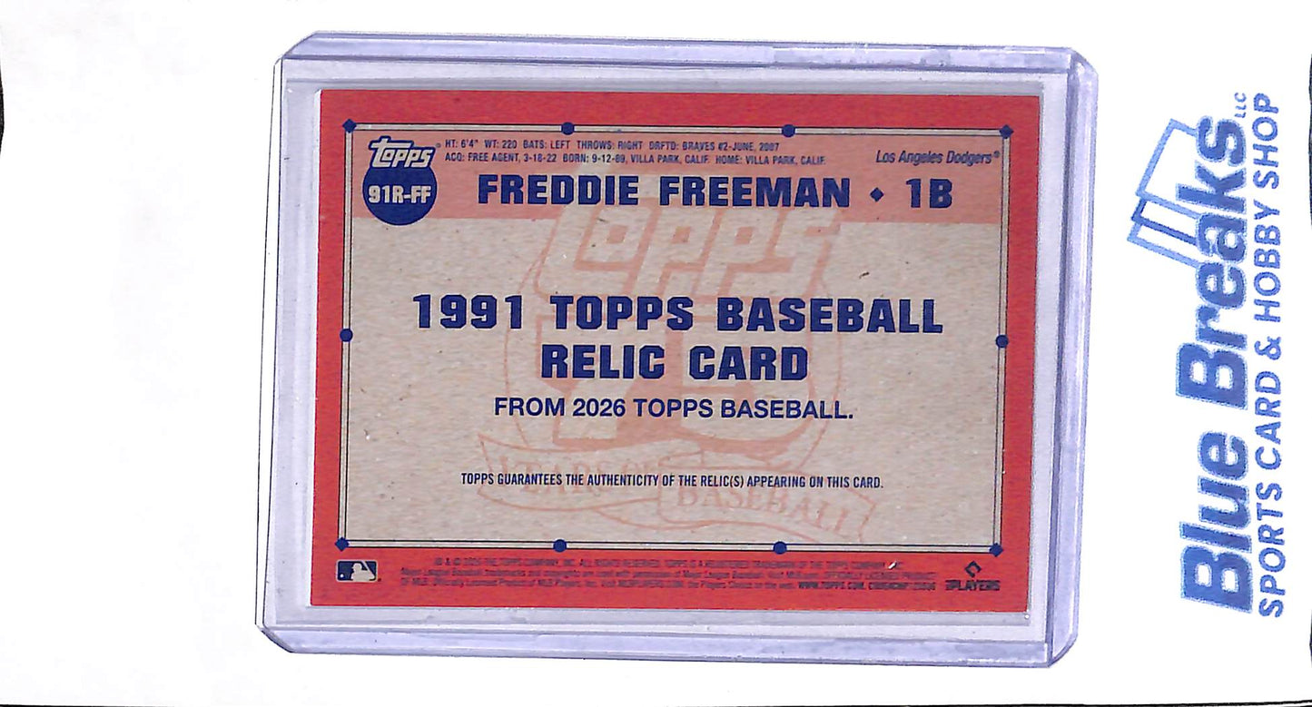 2026 Topps - Series 1 - 75th Anniversary - 1991 Topps - Freddie Freeman - relic - #91R-FF - baseball - Dodgers