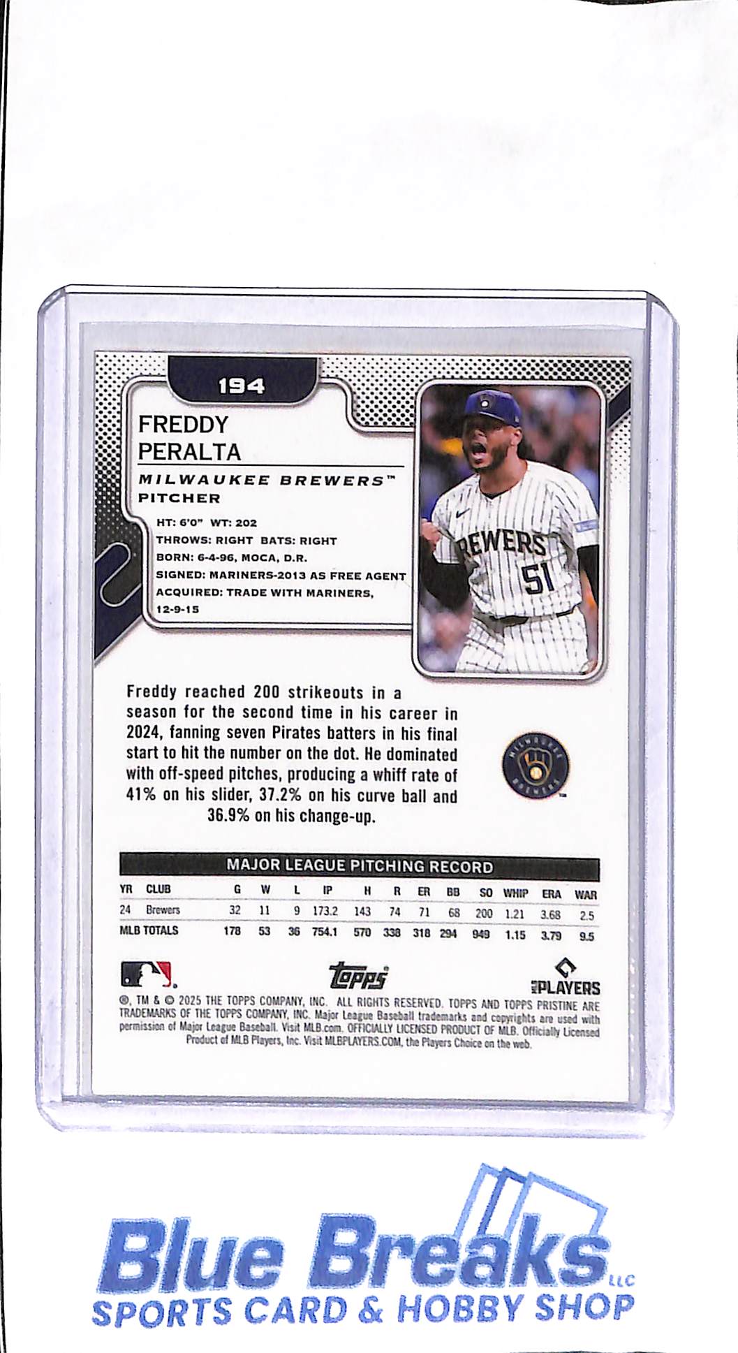 2025 Topps - Pristine - gold - Freddy Peralta - 34/50 - #194 - baseball - Brewers
