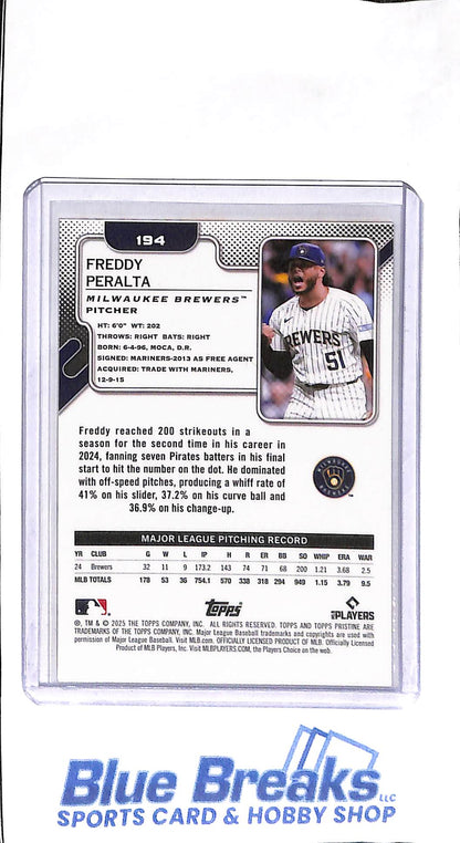 2025 Topps - Pristine - gold - Freddy Peralta - 34/50 - #194 - baseball - Brewers