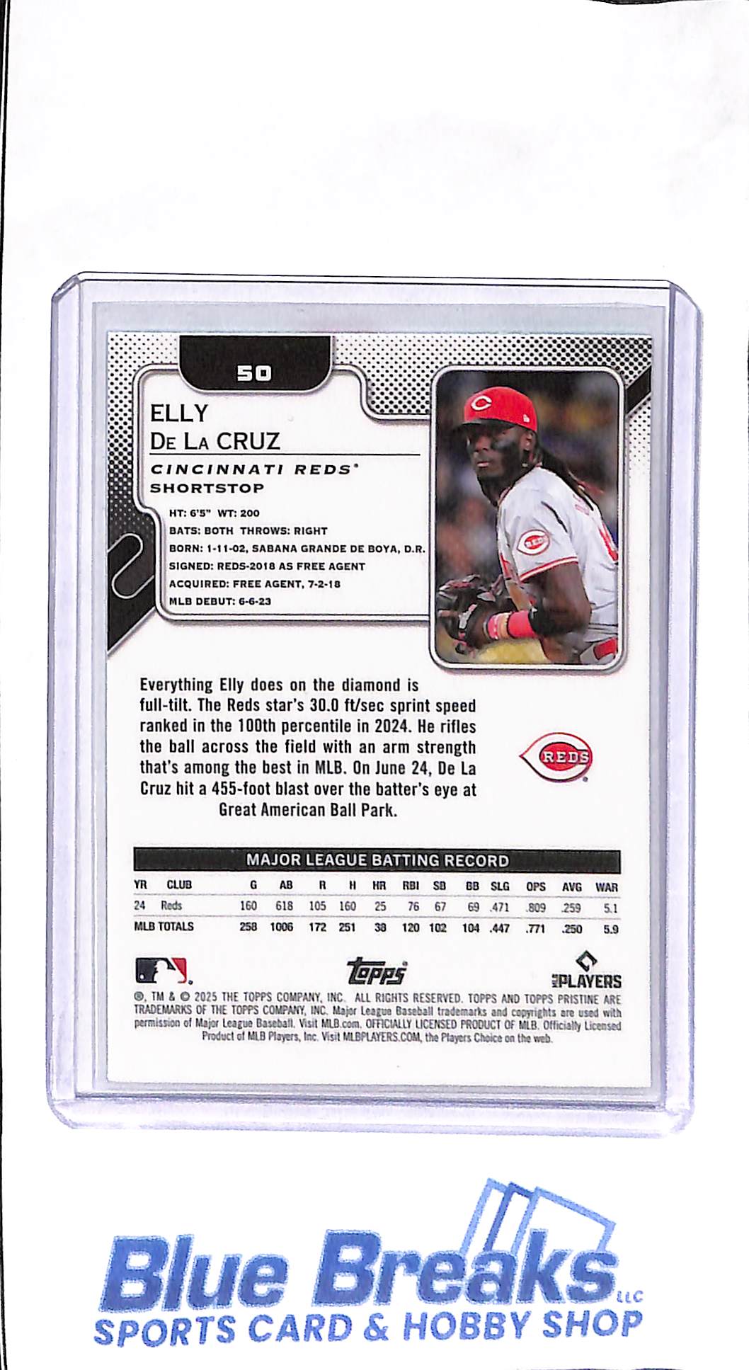 2025 Topps - Pristine - aqua refractor - Elly De La Cruz - 080/199 - #50 - baseball - Reds