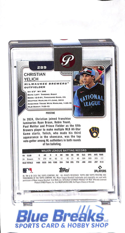 2025 Topps - Pristine - aqua refactor - Christian Yelich - 010/199 - #289 - baseball - Brewers